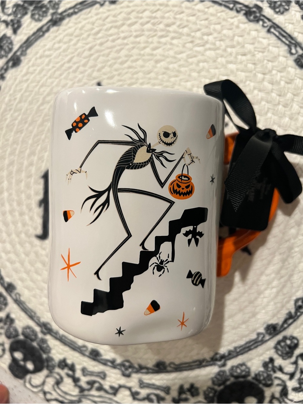 Rae Dunn Nightmare before Christmas Halloween mug - Orange & Black